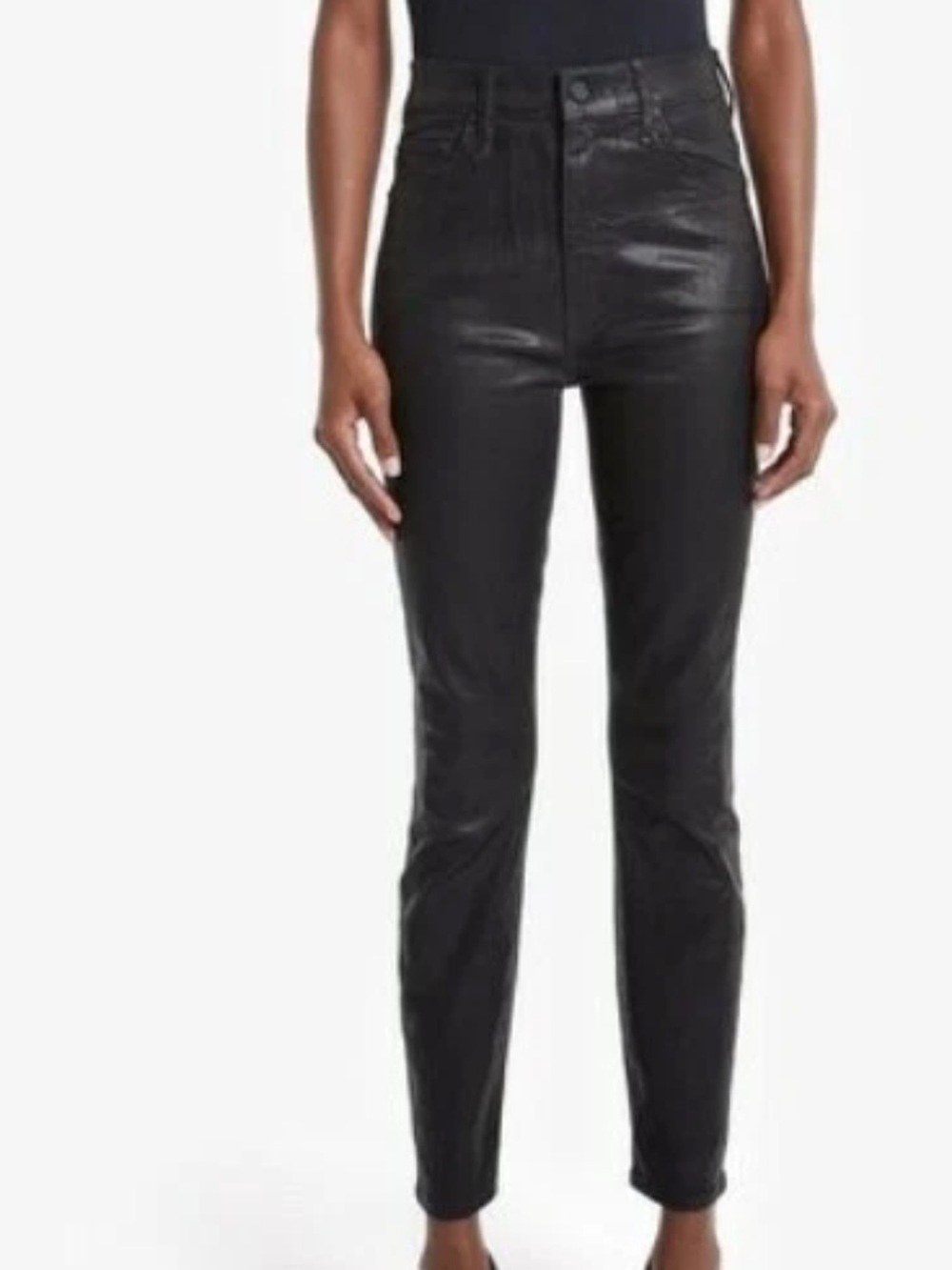 Mother Denim Swooner Ankle Jeans Womens 31 Wet Paint High Rise Skinny Black